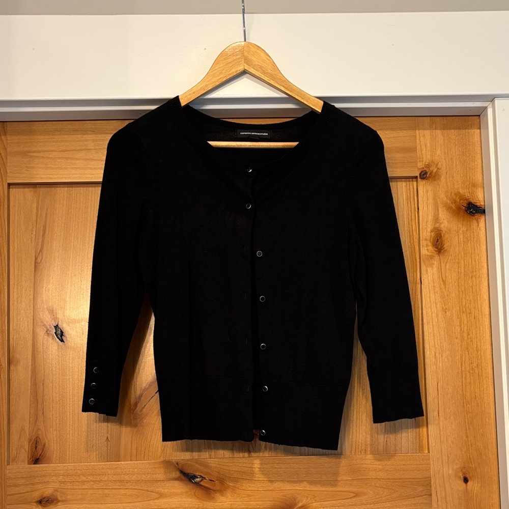Express Women's Black Button-Up Cardigan